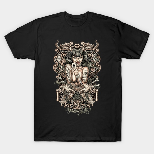 Tattooed Evil Girl T-Shirt by fatline